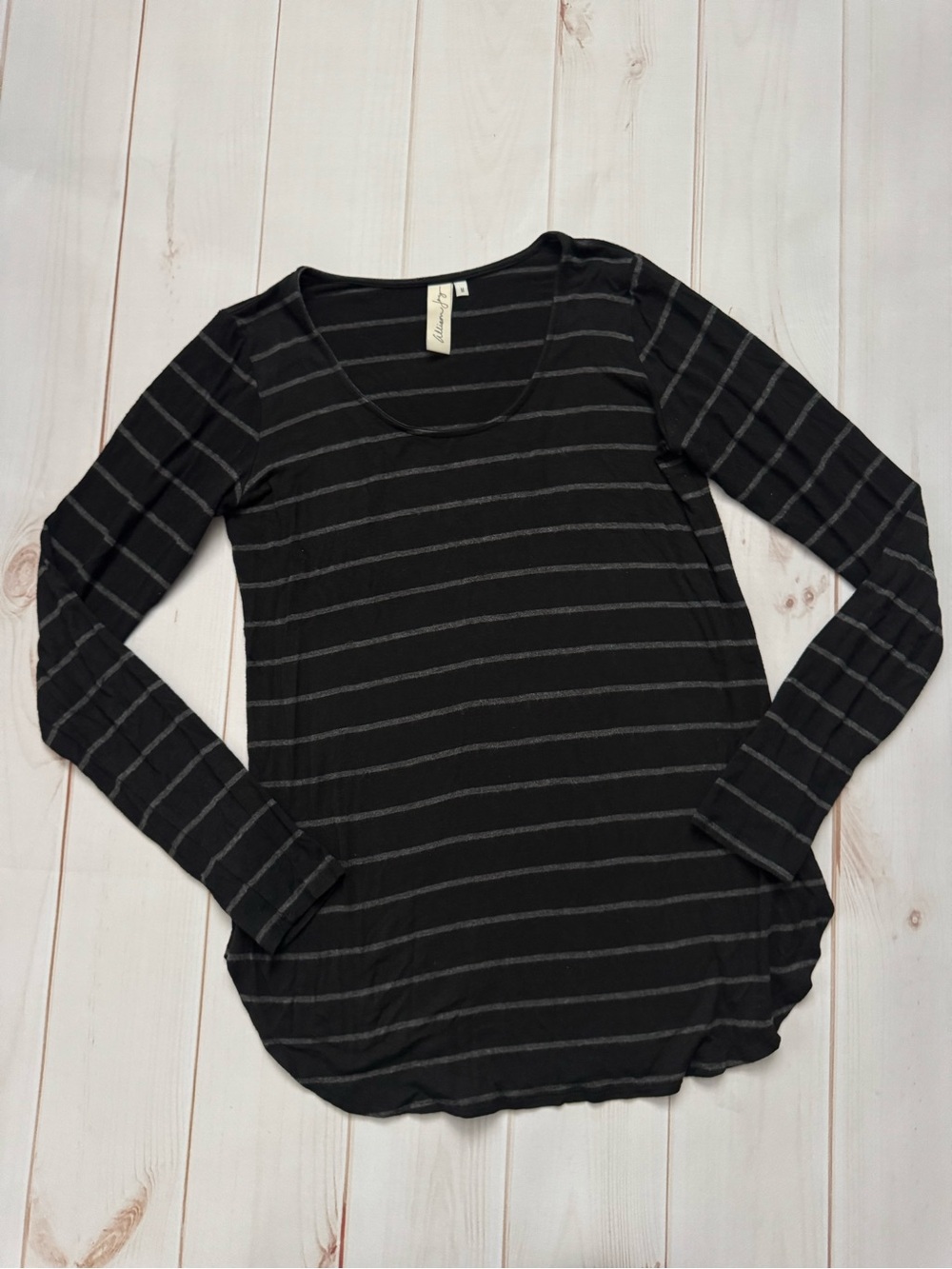 Allison Joy Striped Black Tunic Top